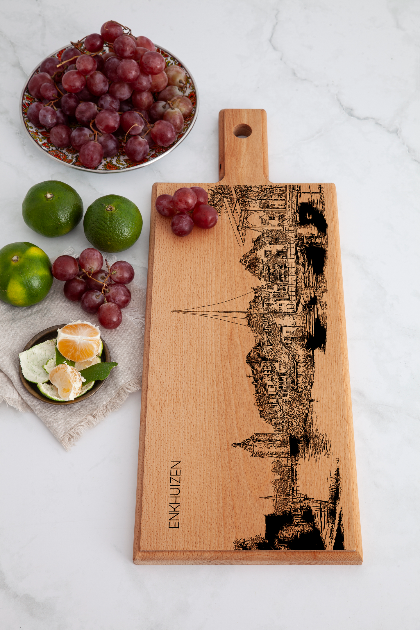 Handmade Enkhuizen Engraved Serving Board - Beech Wood