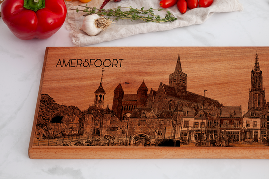 Handmade Amersfoort Skyline Engraved Large Serving Board - Beech Wood