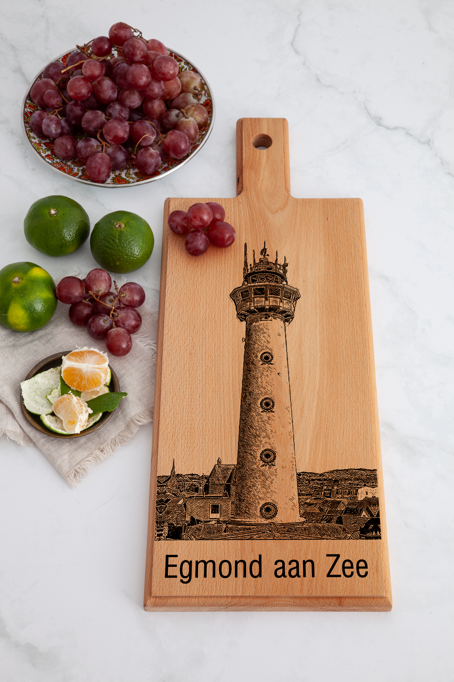 Handmade Egmond aan Zee Engraved Serving Board - Beech Wood