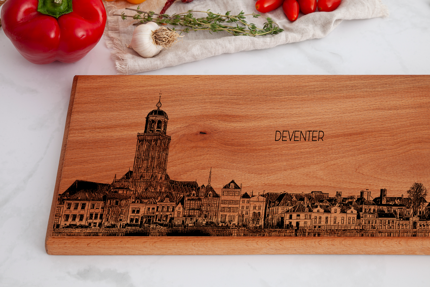Handgemaakte Deventer Gegraveerde Grote Serveerplank - Beukenhout