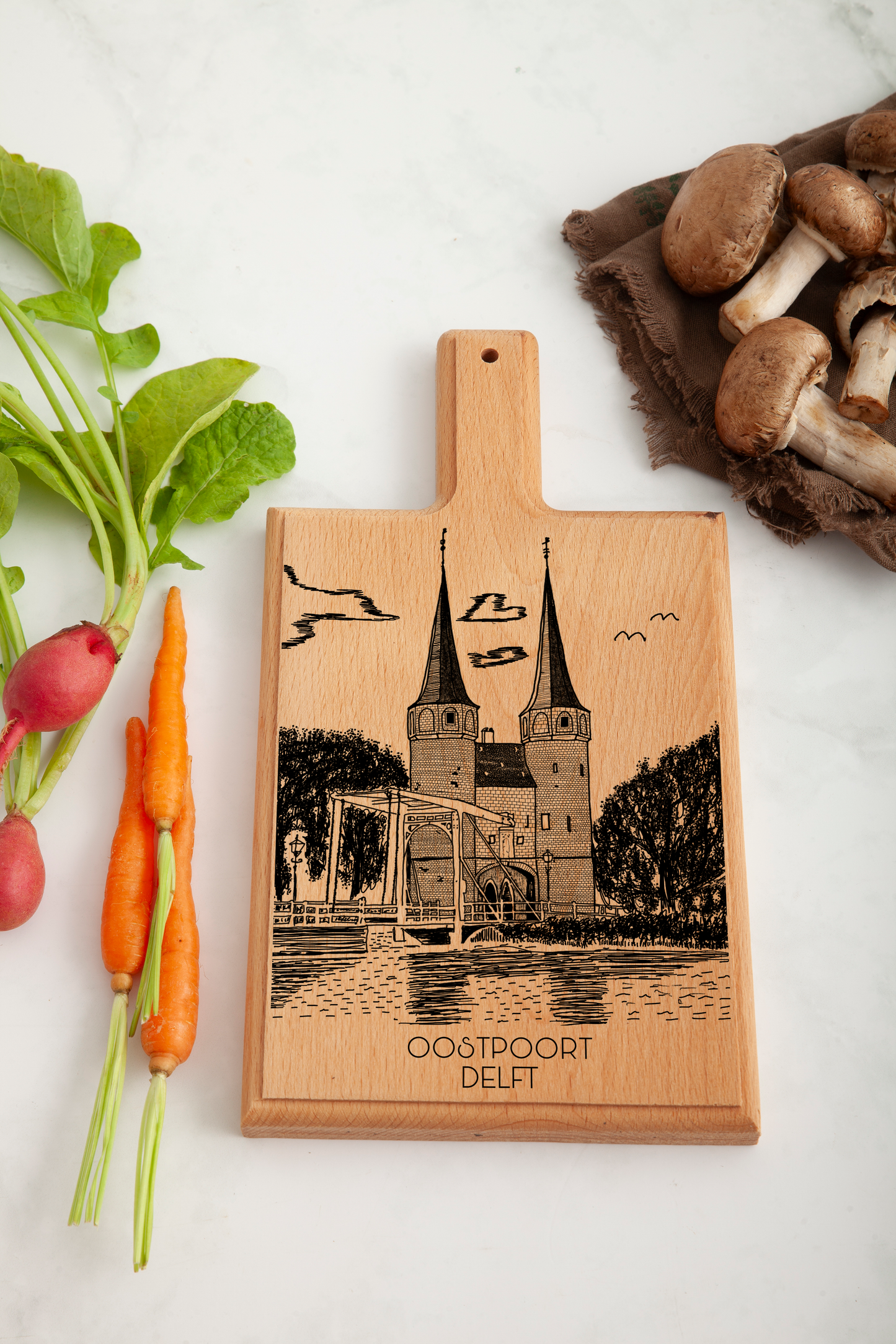 DELFT OOSTPOORT HANDMADE ENGRAVED CHEESE BOARD