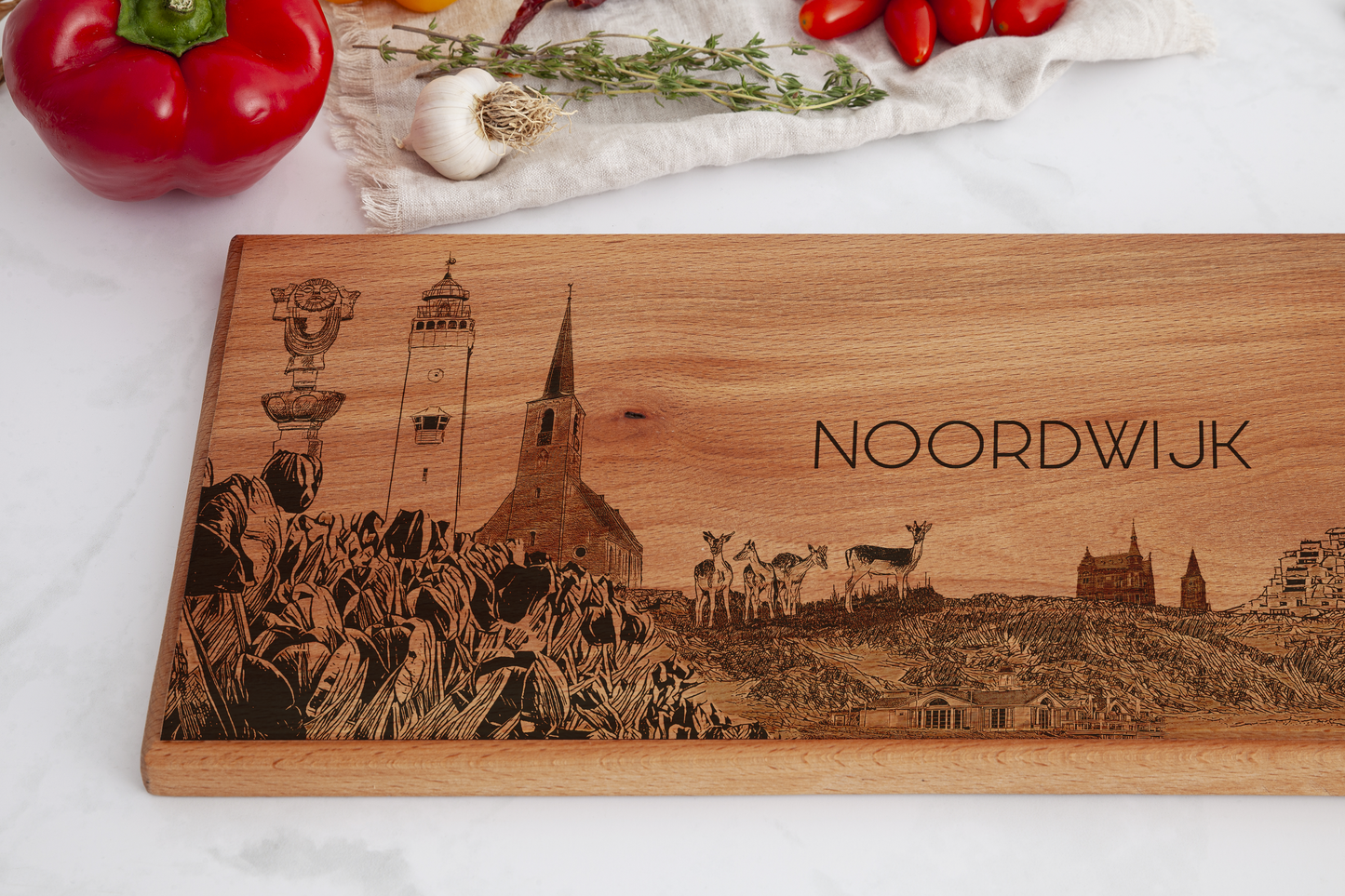 Noordwijk Skyline Wooden Serving Board – 60 x 17 cm