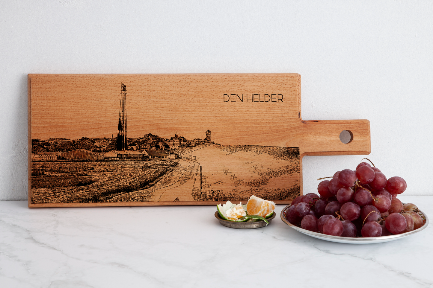 Handmade Den Helder Engraved Serving Board - Beech Wood
