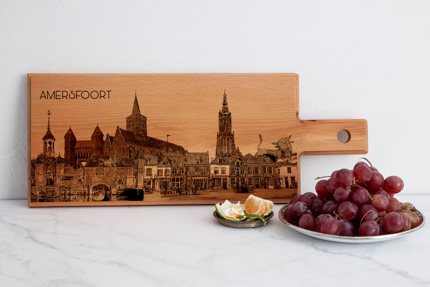 Handmade Amersfoort Skyline Engraved Serving Board - Beech Wood