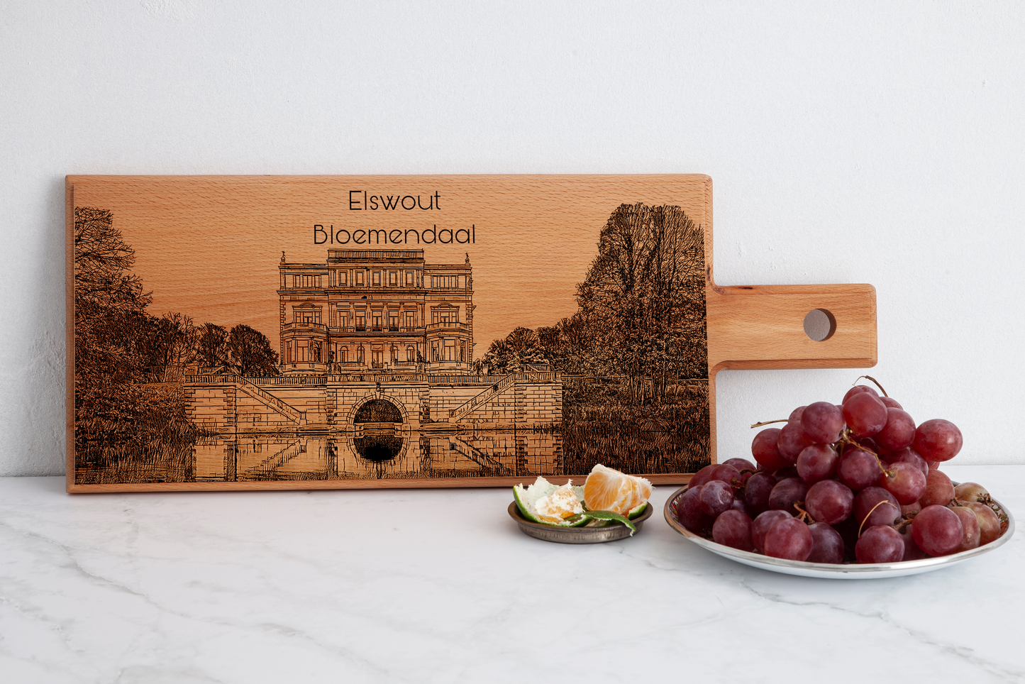 Handmade Bloemendaal Elswout Engraved Serving Board - Beech Wood