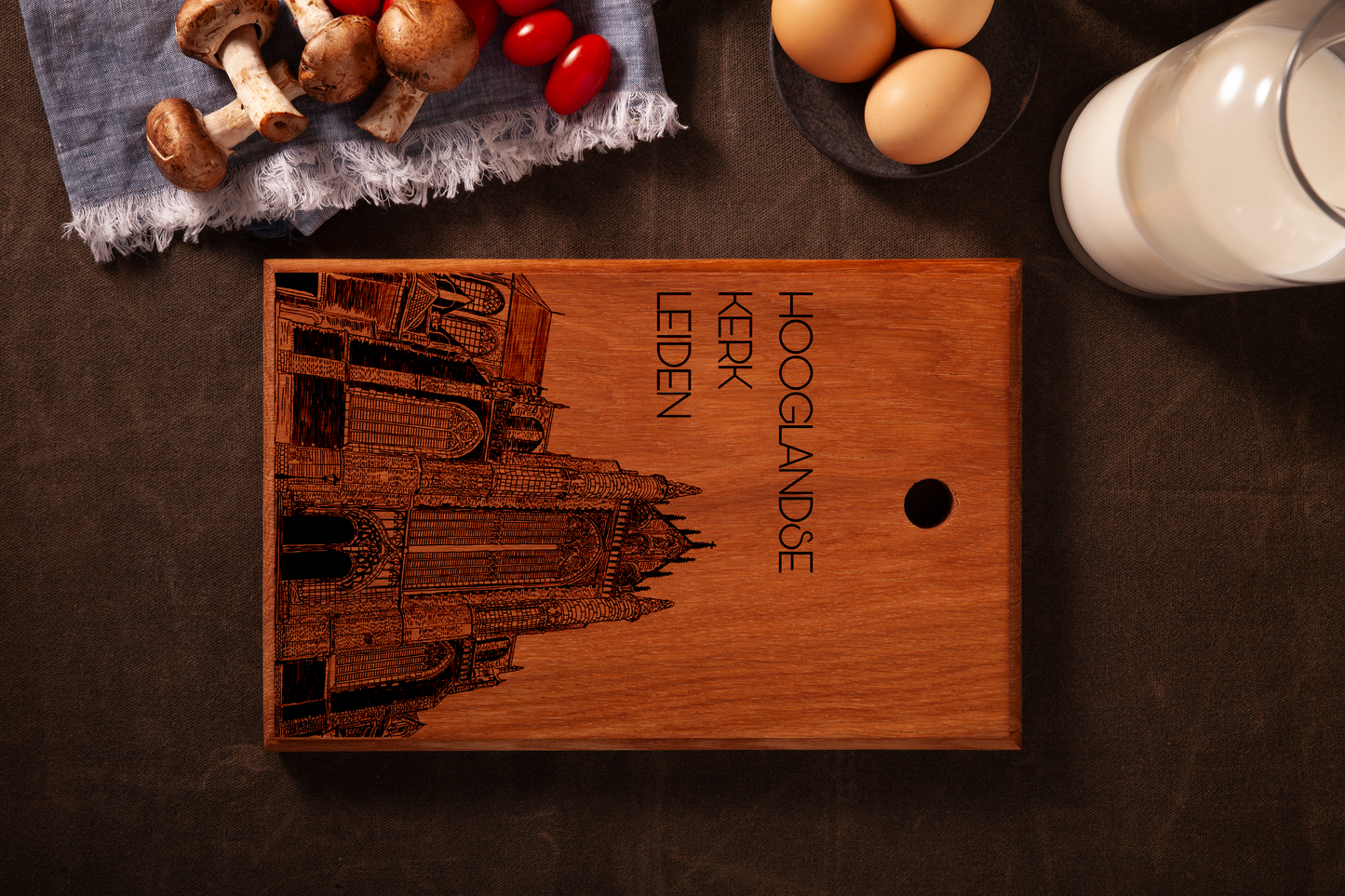 LEIDEN HOOGLANDSE KERK HANDMADE ENGRAVED CUTTING BOARD