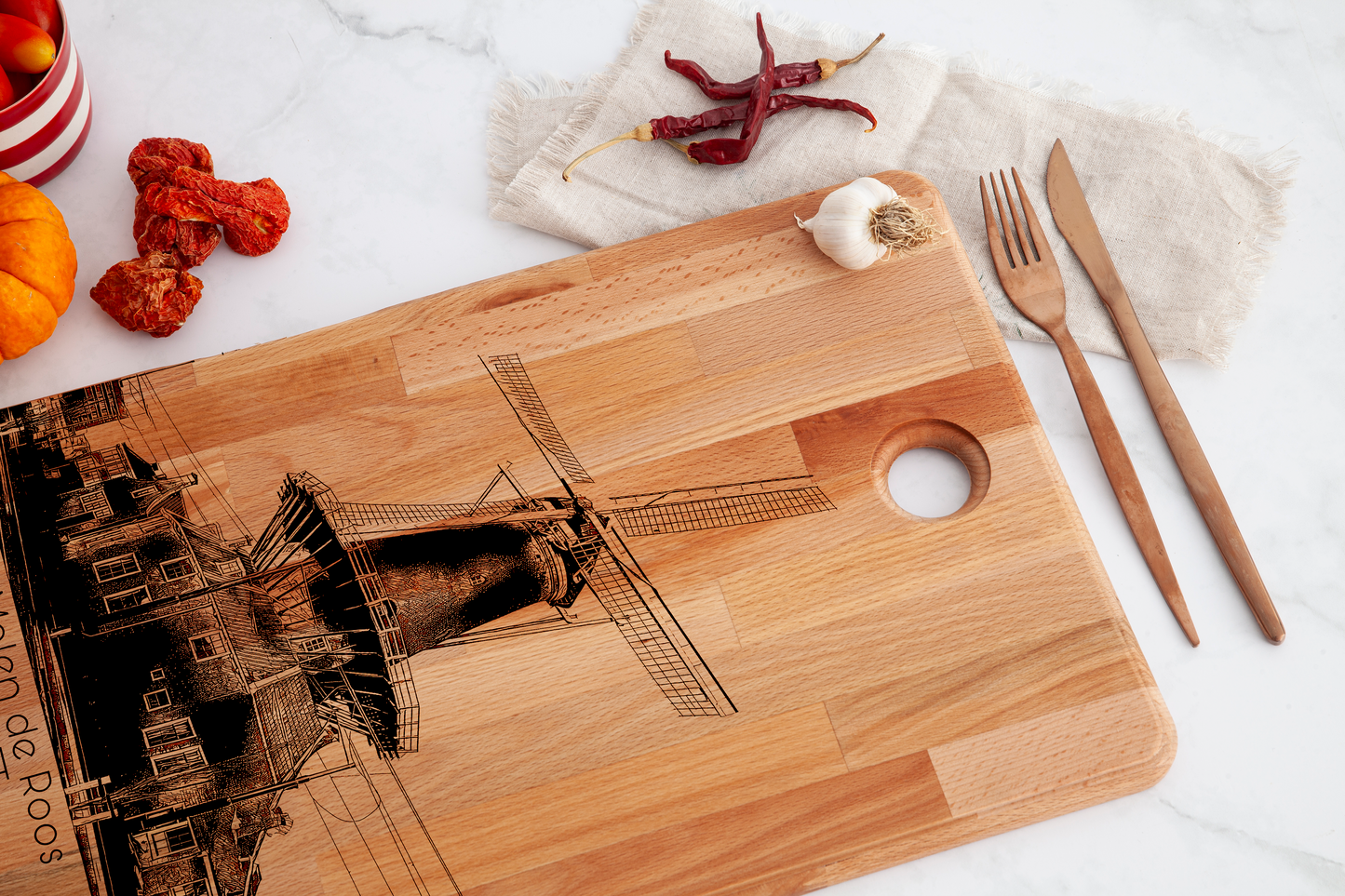Delft, Molen de Roos, cutting board, close-up