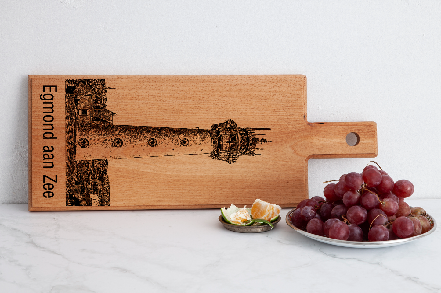 Handmade Egmond aan Zee Engraved Serving Board - Beech Wood