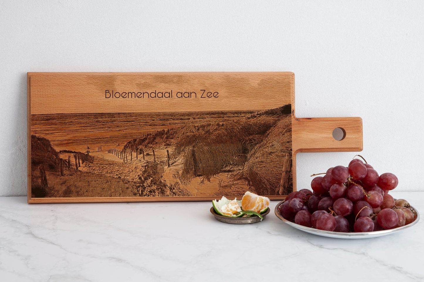 Handmade Bloemendaal aan Zee Engraved Serving Board - Beech Wood
