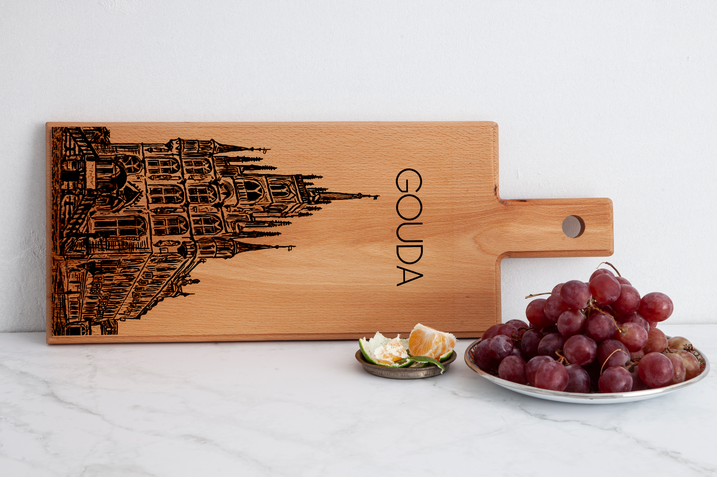 Handmade Gouda Stadhuis Engraved Serving Board - Beech Wood