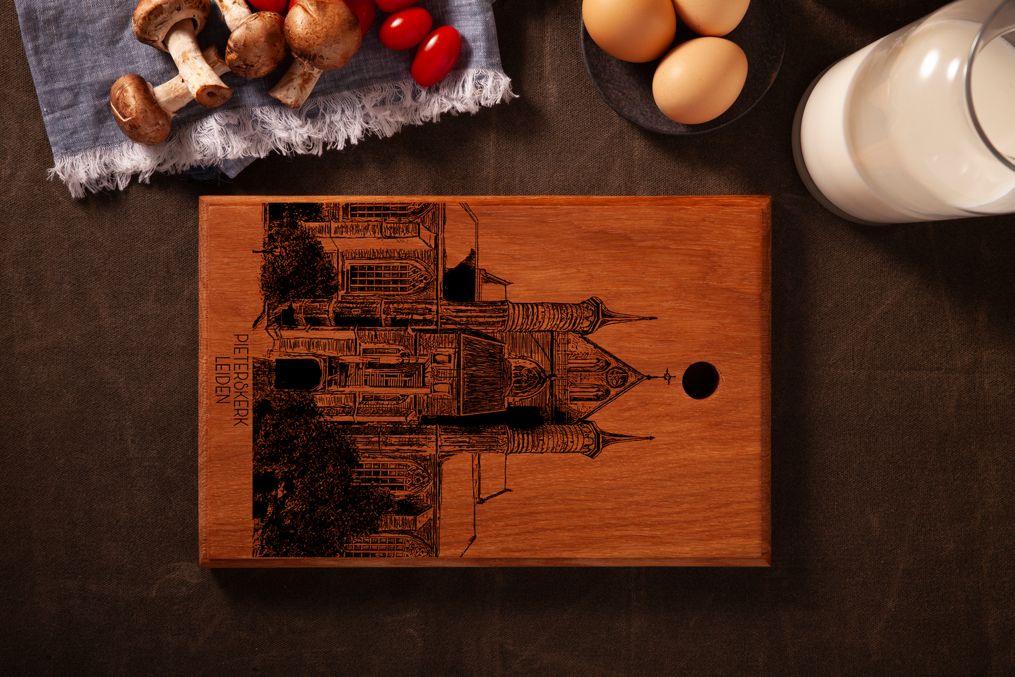 LEIDEN PIETERSKERK HANDMADE ENGRAVED CUTTING BOARD