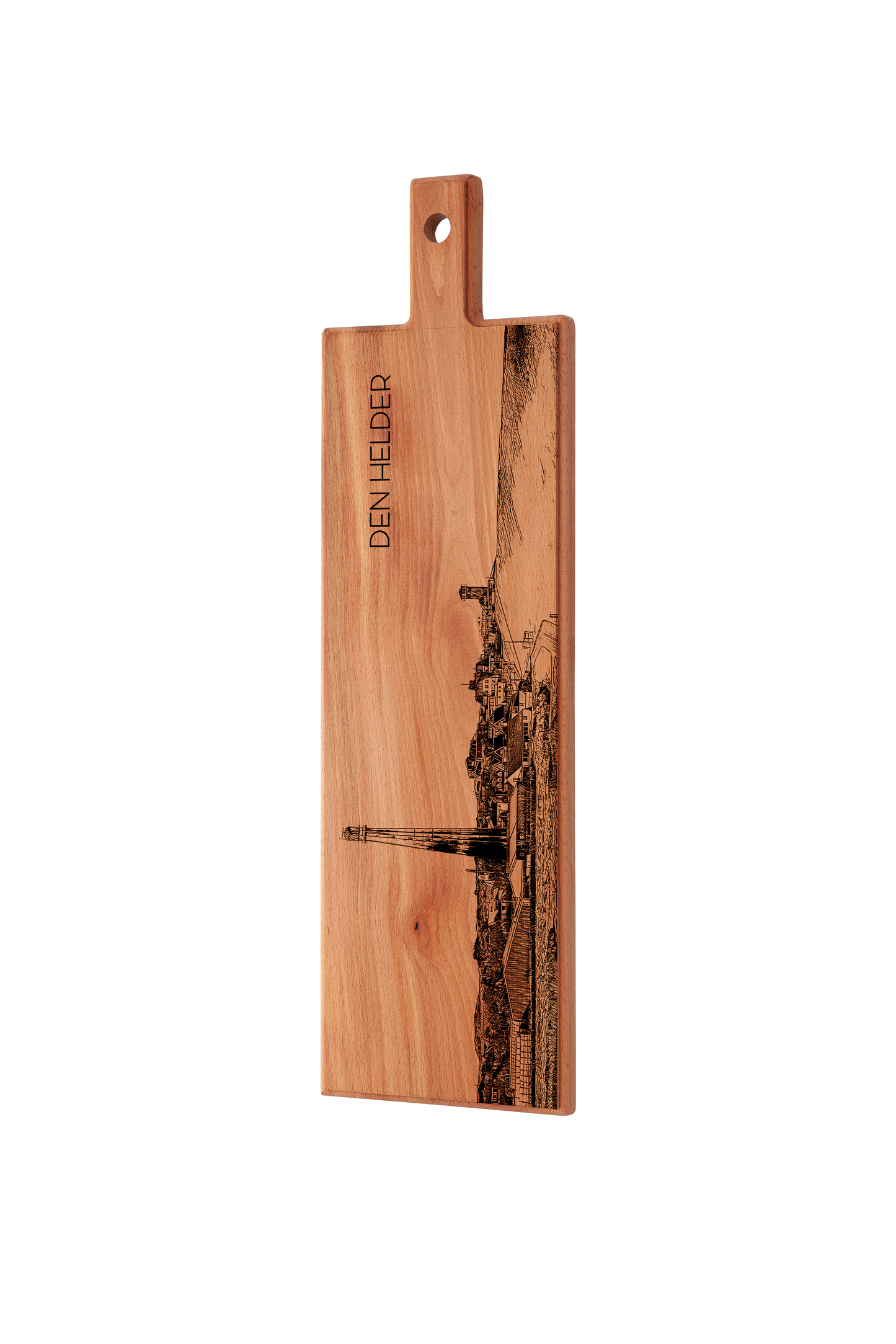 Handmade Den Helder Engraved Large Serving Board - Beech Wood