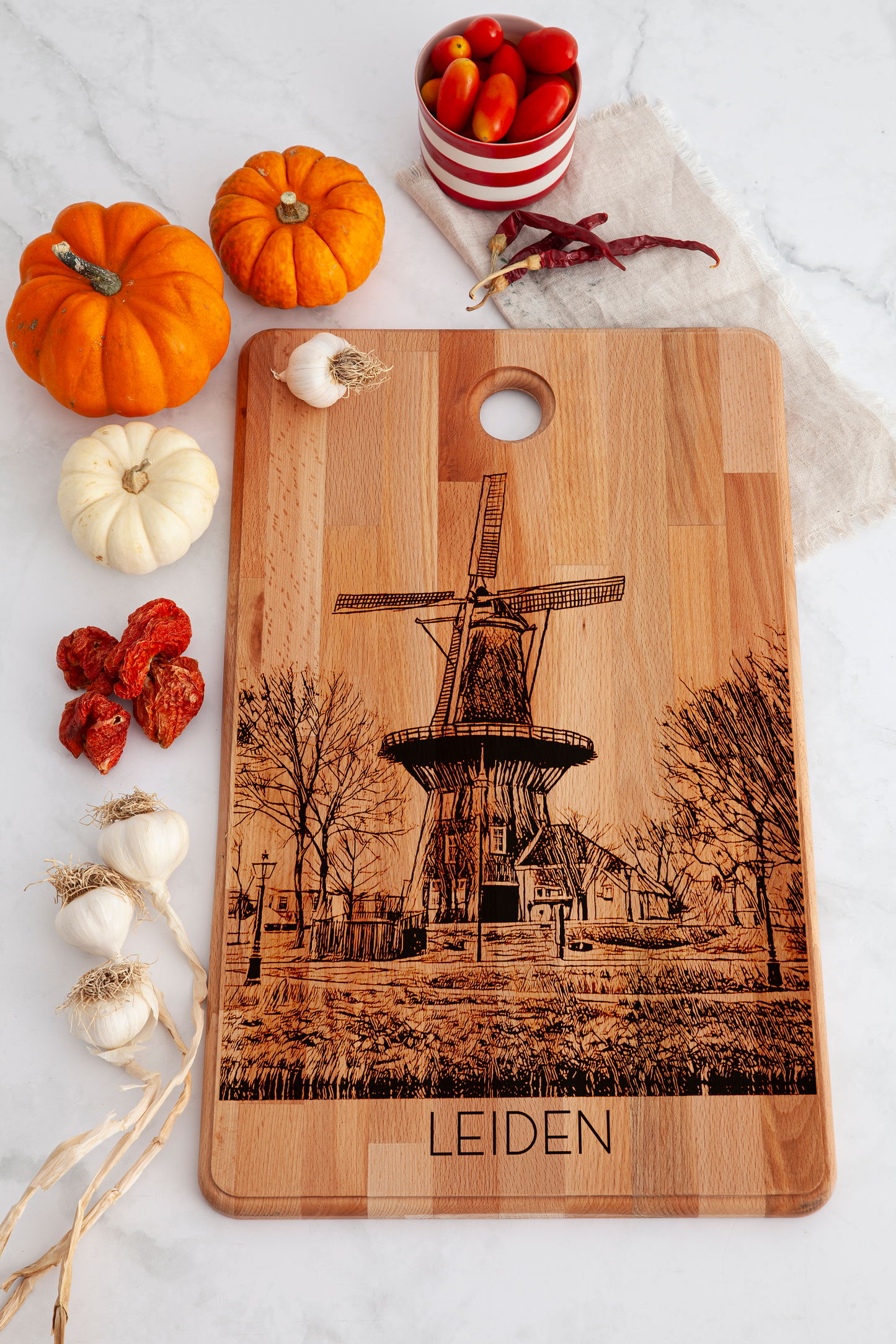 Leiden, Molen De Valk, cutting board, on countertop