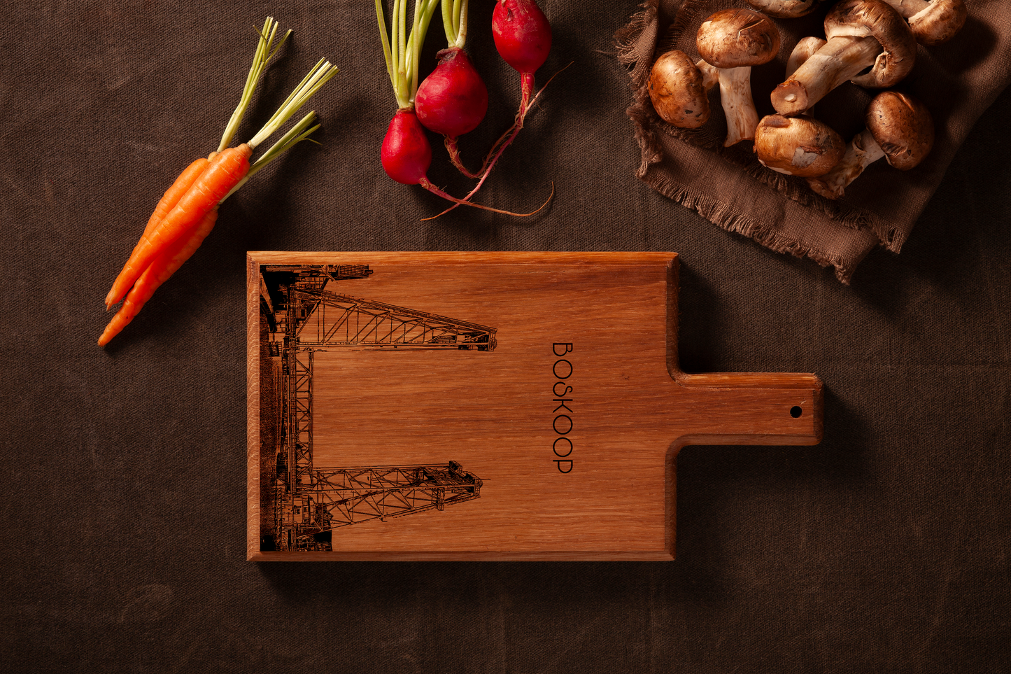 Handmade Boskoop Bridge Engraved Cheese Board - Beech Wood