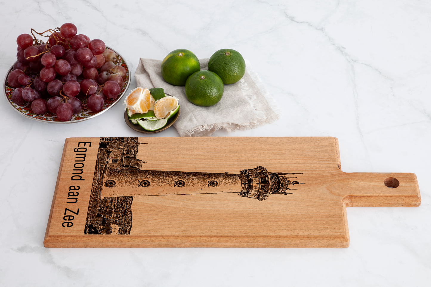 Handmade Egmond aan Zee Engraved Serving Board - Beech Wood