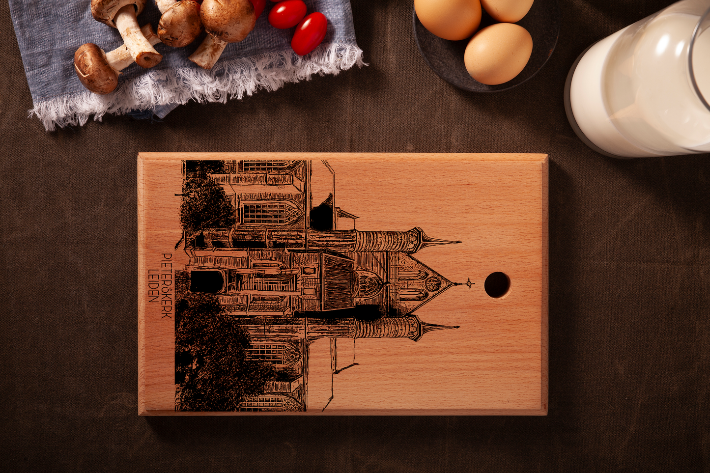 LEIDEN PIETERSKERK HANDMADE ENGRAVED CUTTING BOARD