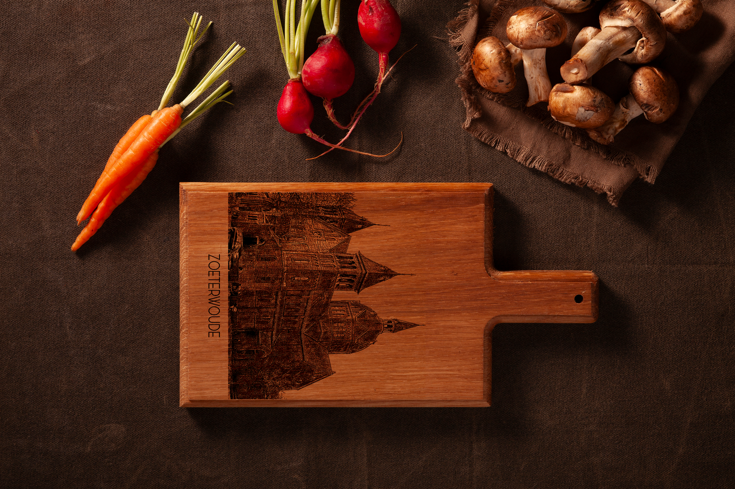 Handmade Zoeterwoude Goede Herderkerk Engraved Cheese Board - Beech Wood