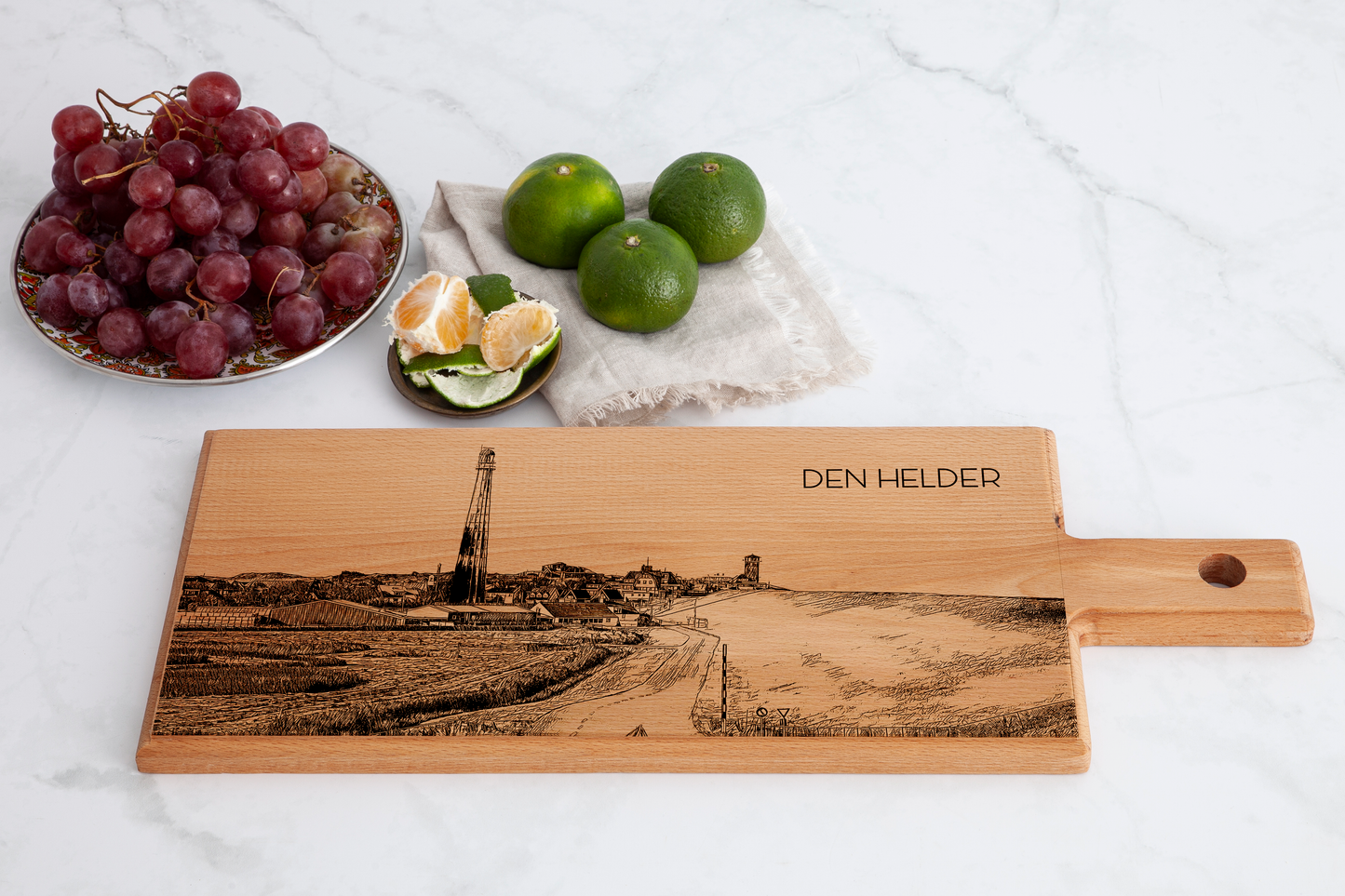 Handmade Den Helder Engraved Serving Board - Beech Wood