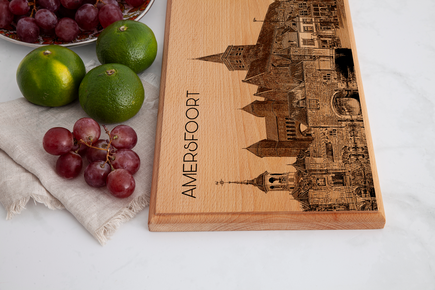 Handmade Amersfoort Skyline Engraved Serving Board - Beech Wood