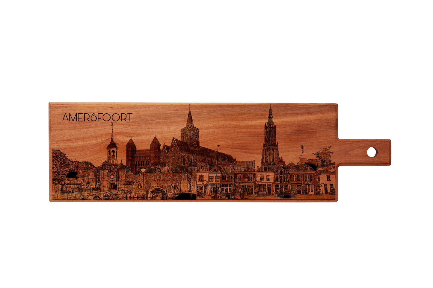 Handmade Amersfoort Skyline Engraved Large Serving Board - Beech Wood