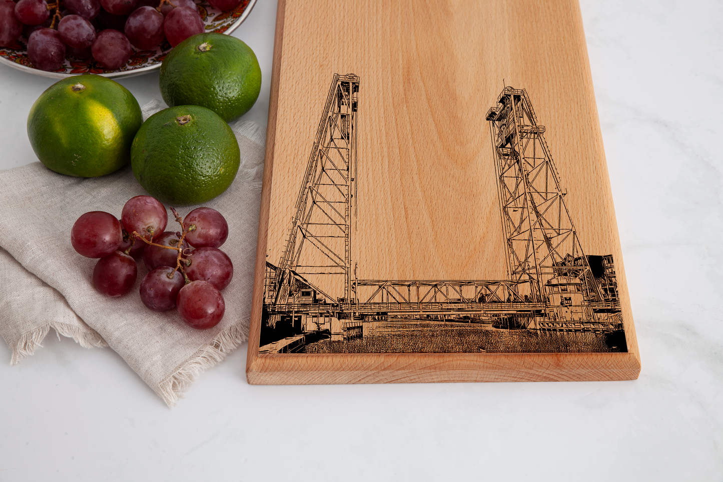 Handmade Boskoop Engraved Serving Board - Beech Wood