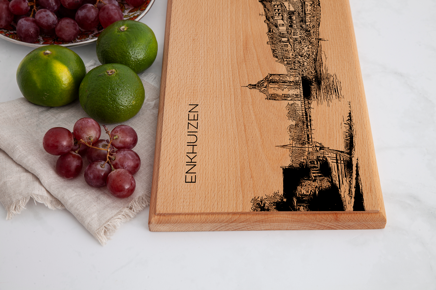 Handmade Enkhuizen Engraved Serving Board - Beech Wood