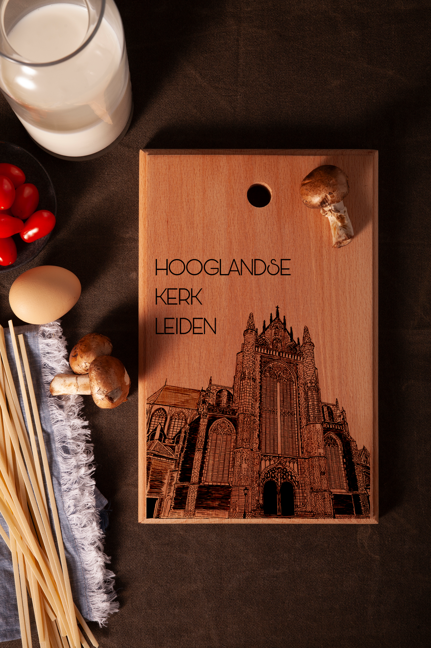 LEIDEN HOOGLANDSE KERK HANDMADE ENGRAVED CUTTING BOARD