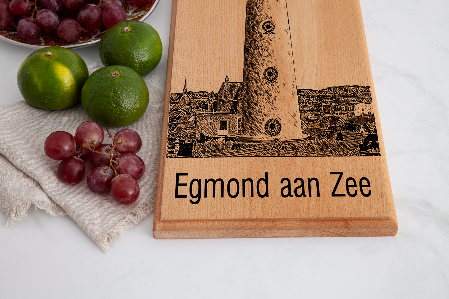 Handmade Egmond aan Zee Engraved Serving Board - Beech Wood