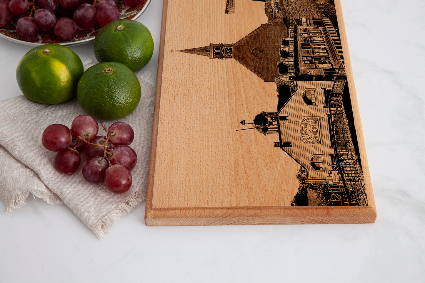 Handmade Broek op Langedijk Skyline Engraved Serving Board - Beech Wood