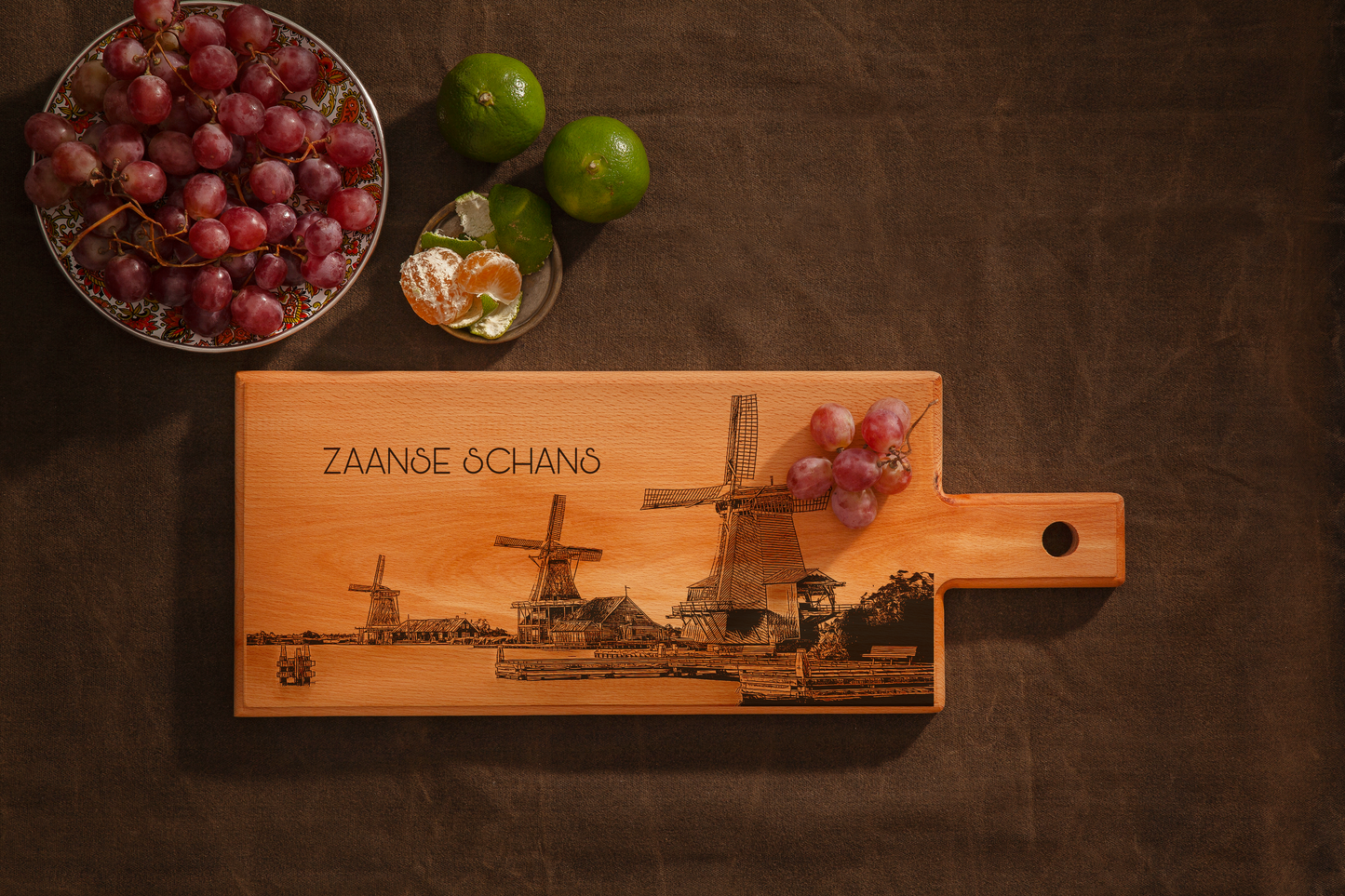 Zaanse Schans houten serveerplank – 49 x 17 cm