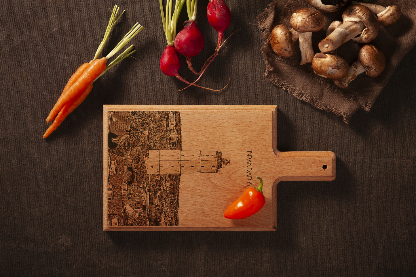 Brandaris Lighthouse Terschelling – Handmade Beechwood Serving & Cheese Board (28 × 15 cm)