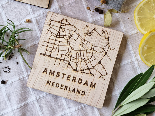 Handmade Custom City Map Coasters Set of 4