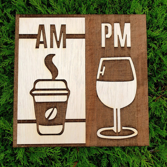 Wine Coffee Wall Art Handmade Wood-Burning Craft