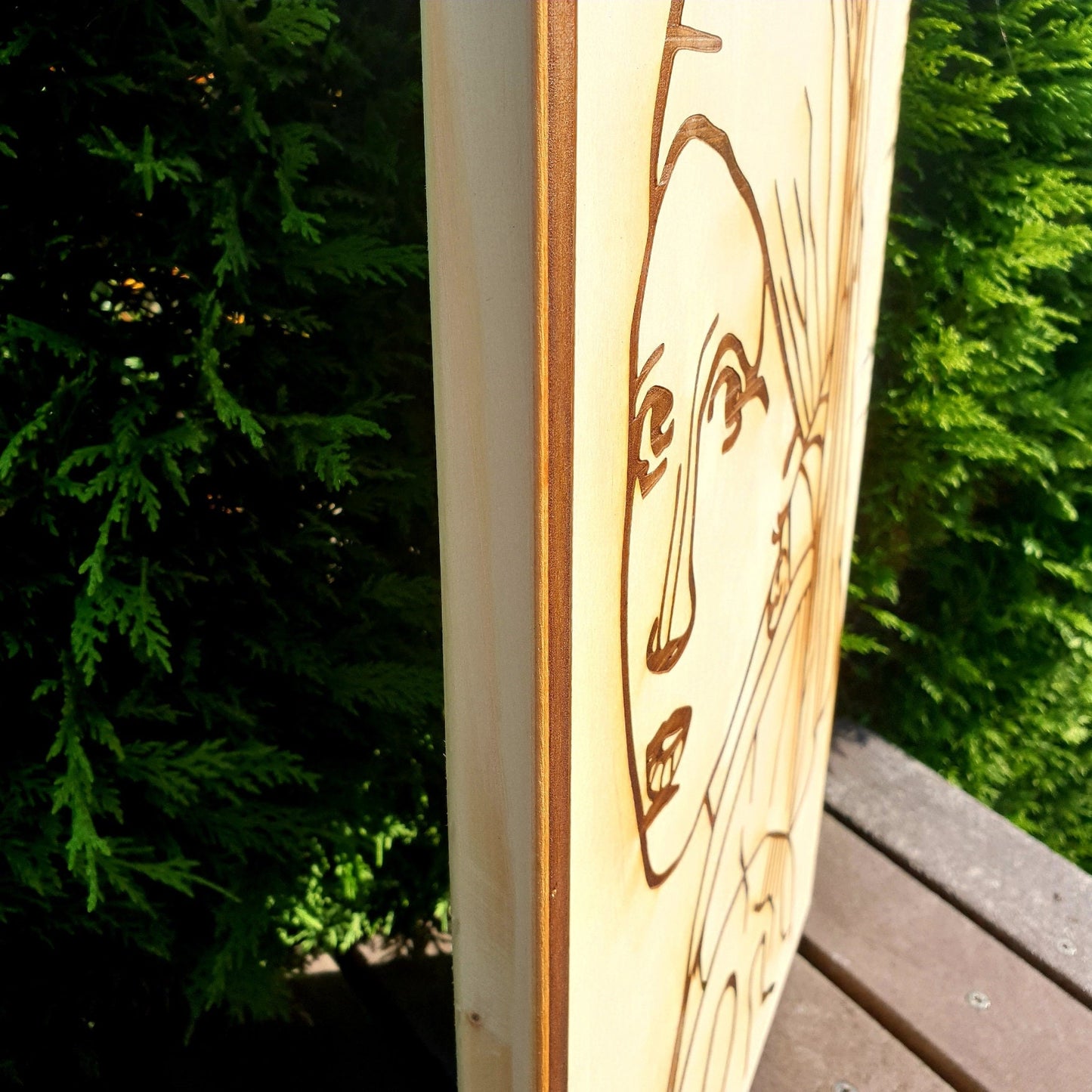 Lady with Pearl Earring Handmade Wood-Burning Craft