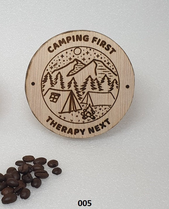 Camping Life Design Handmade Coaster Set (2 Pieces)