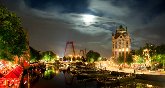 Rotterdam, modern, night, port