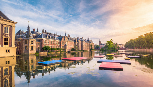 Den Haag, canal, skyline, sunset, beautiful view