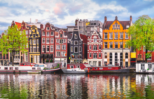 Amsterdam, houses, orange, canal