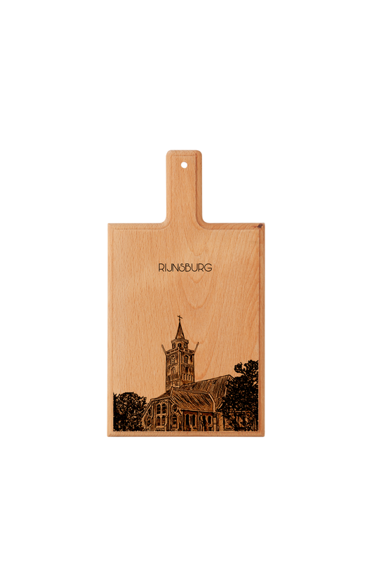 Handmade Rijnsburg Grote Kerk Engraved Cheese Board - Beech Wood