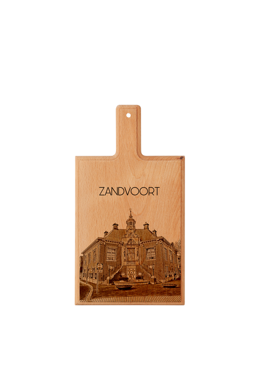 Handmade Zandvoort Stadhuis Engraved Cheese Board - Beech Wood