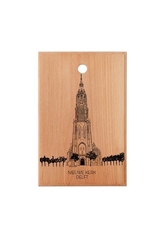 Handmade Nieuwe Kerk Delft Engraved Cutting Board in Beech Wood