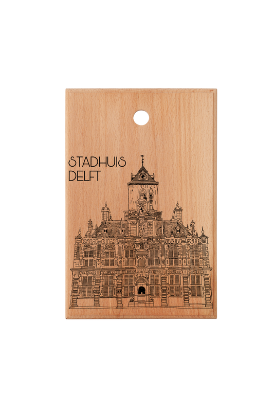Handmade Stadhuis Delft Engraved Cutting Board in Beech Wood