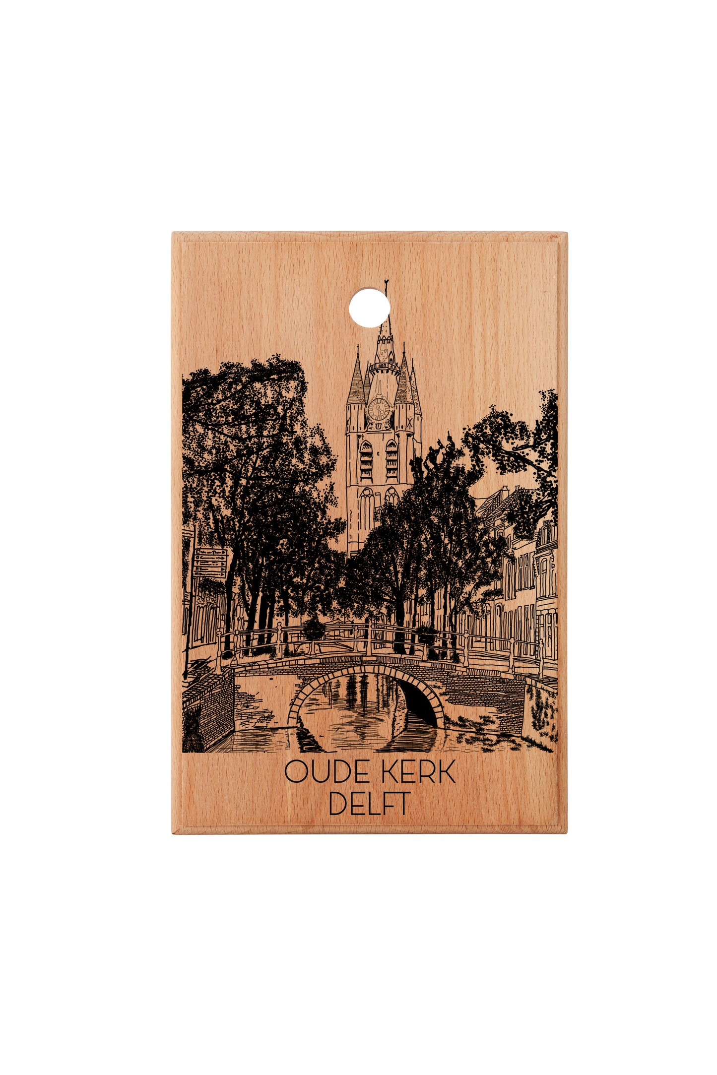 Beech Wood Cutting Board with Original Oude Kerk Engraving