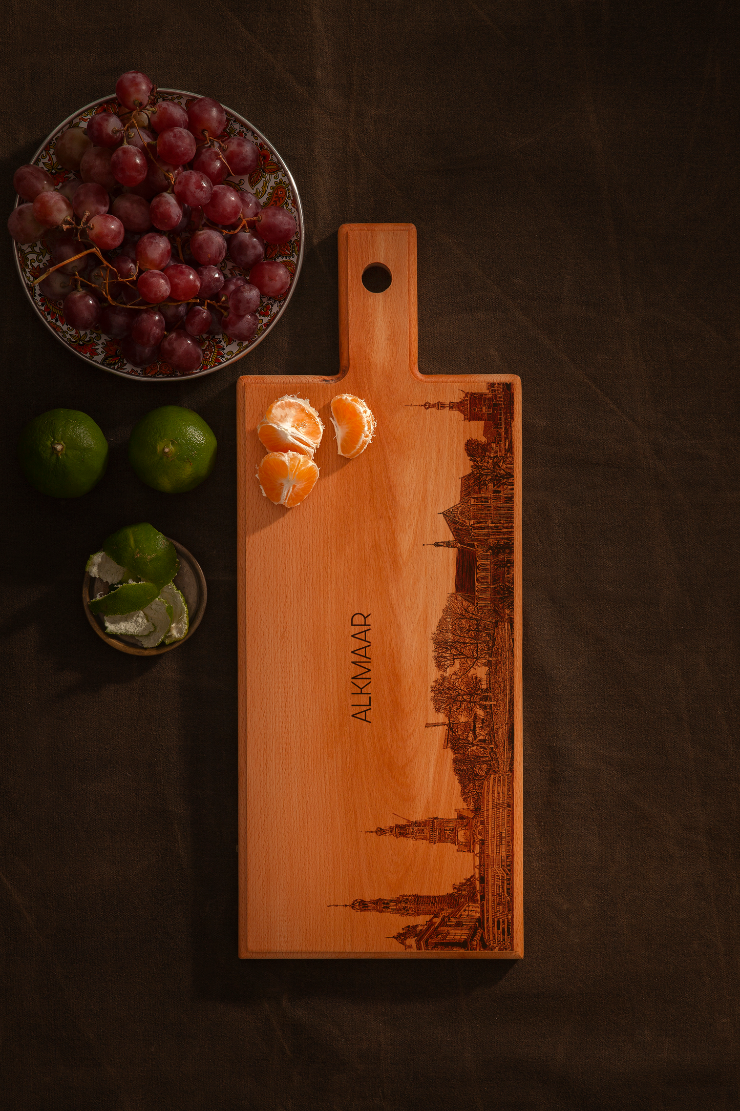 Handmade Alkmaar Skyline Engraved Serving Board - Beech Wood