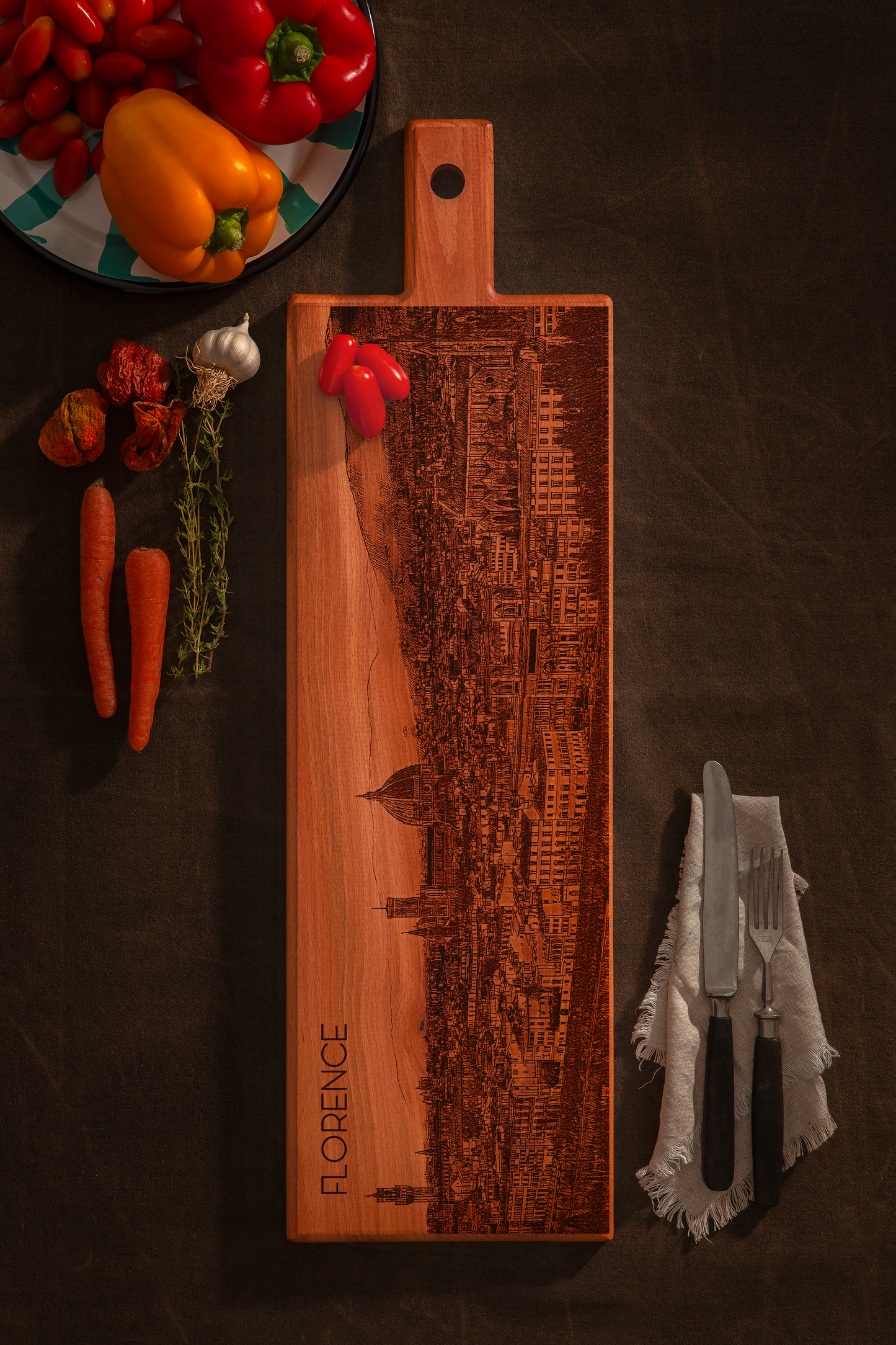 Florence Skyline Houten Serveerplank – 62 x 17 cm