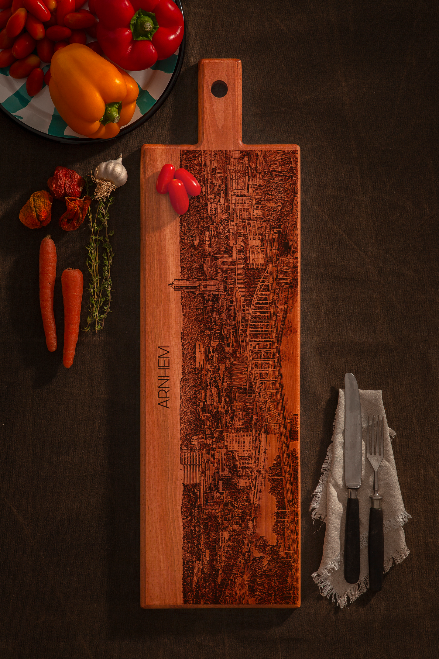 Arnhem Skyline Wooden Serving Board – 62 x 17 cm
