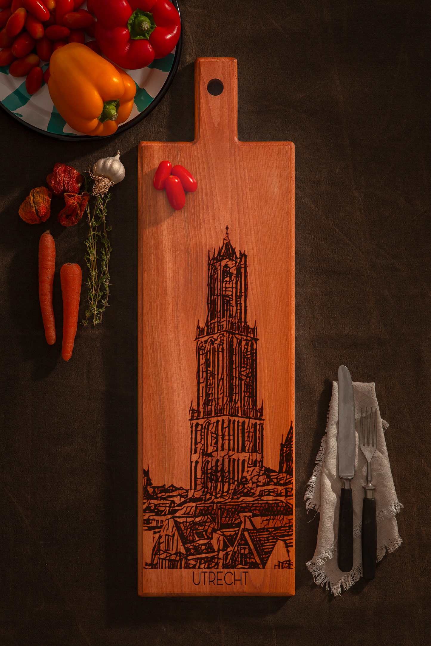 Utrecht Domtoren Wooden Serving Board – 60 x 17 cm