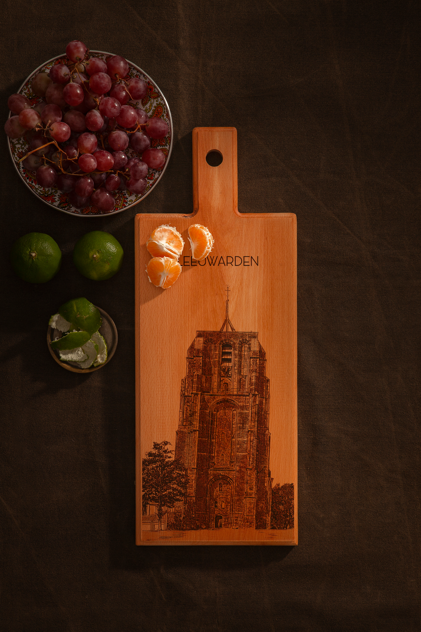 Leeuwarden Oldehove & Sint-Vituskerk houten serveerplank – 49 x 17 cm
