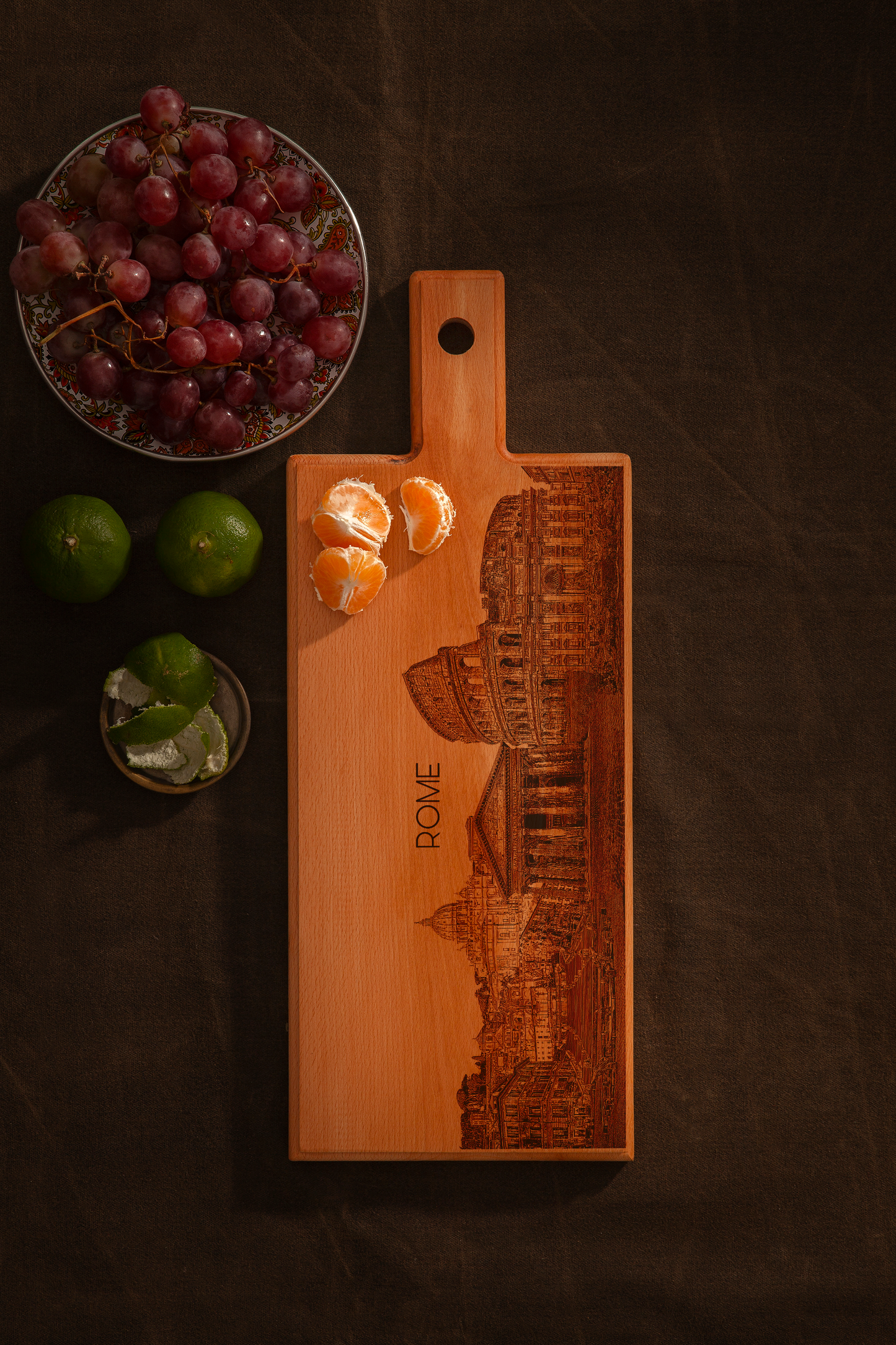 Rome skyline houten serveerplank – 49 x 17 cm