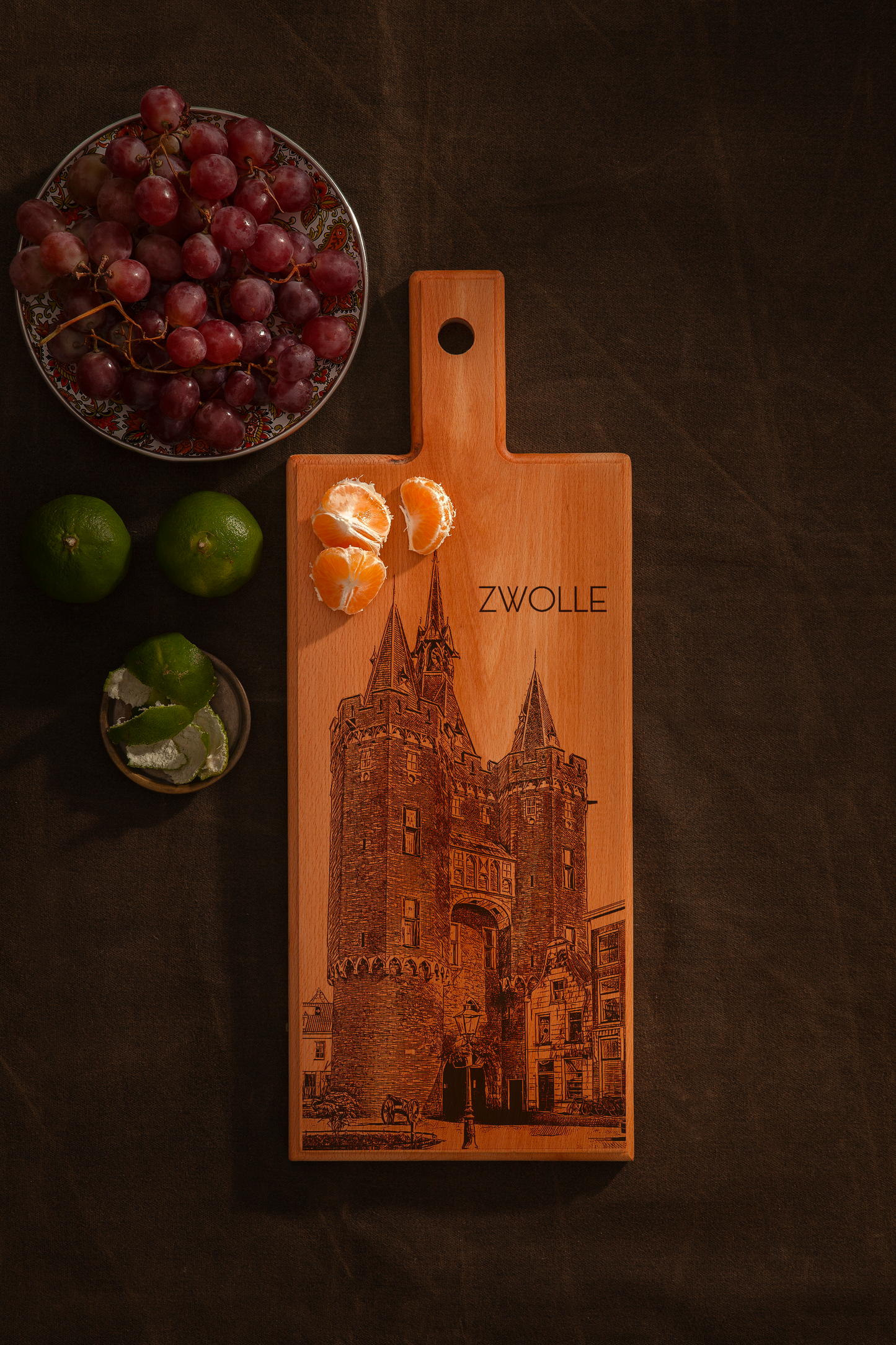 Zwolle Sassenpoort – Wooden Serving Board (49 × 17 cm)
